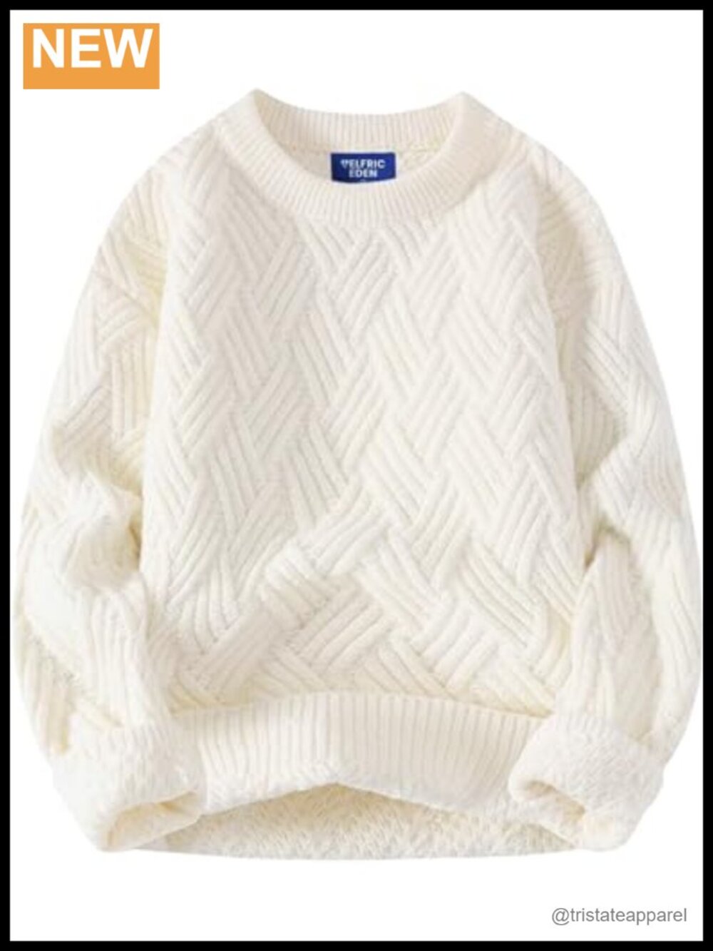 Vintage Oversized Cable Knit Pullover Crew Neck Sweater Loose Fit